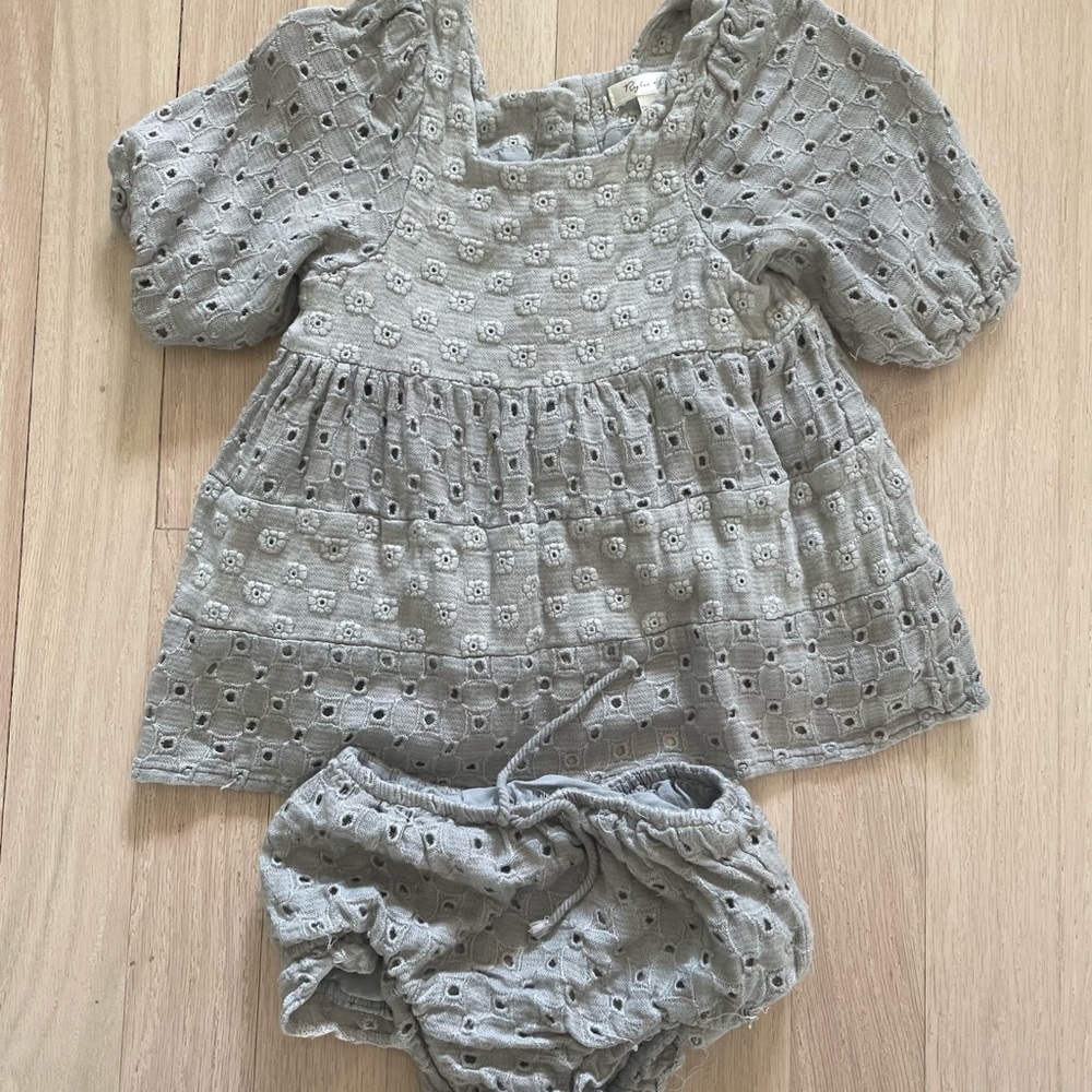 Rylee + Cru Teal Lace Dress and Bloomers